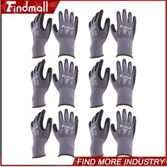 Findmall 6 Pairs L-Size Work Gloves MicroFoam Nitrile Coated Knit Nylon Gloves
