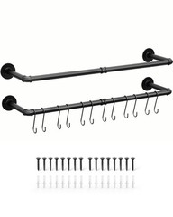 OROPY Industrial Pipe Clothes Rack Wall Mounted Set of 2, 38.4″, Black(38.4″)