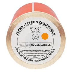 ZEBRA 4×6 COLOR (4″ x 6″) ORANGE Direct Thermal Labels – 1″ Core – (1) Roll/250