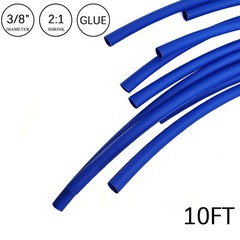 2:1 Heat Shrink Tube – 3/8″ Blue Dual Wall Marine Adhesive Glue Lined Waterproof