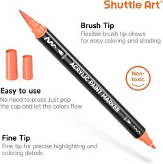 28 Colors Dual Tip Acrylic Paint Markers, Brush Tip and Fine Tip Acrylic Paint