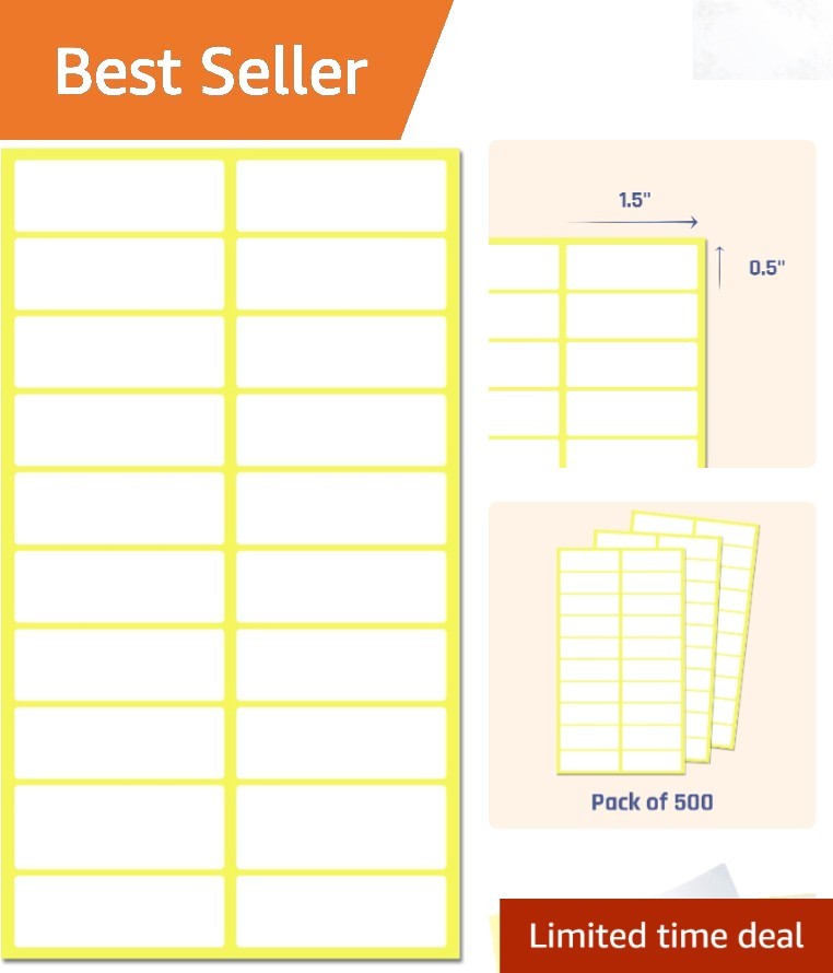 500 White File Folder Labels 1.5 x 0.5 inch Matte Self-Adhesive
