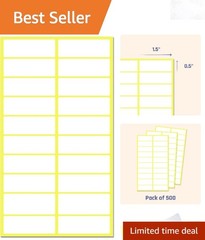 500 White File Folder Labels 1.5 x 0.5 inch Matte Self-Adhesive