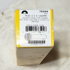 Holo-Krome 76594 M30-3.5 x 160MM Socket Head Cap Screw Class 12.9 Metric