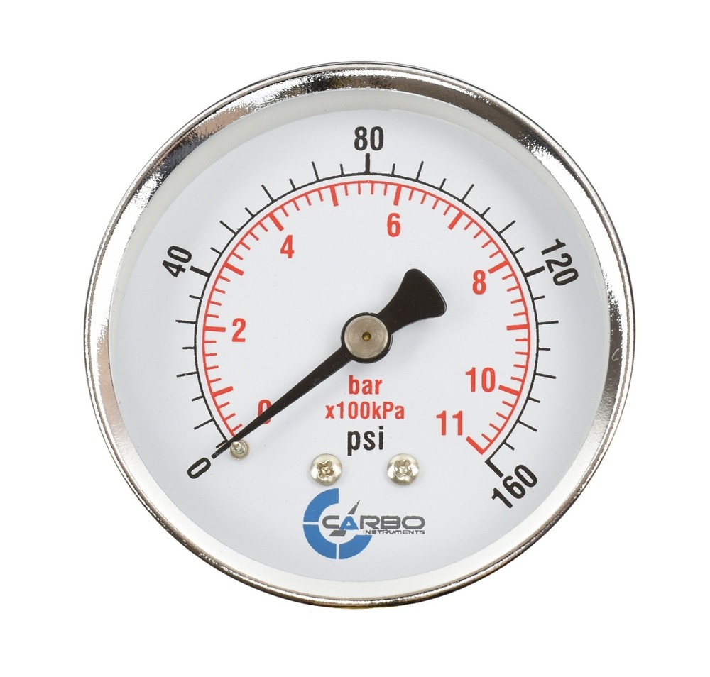 2-1/2″ Pressure Gauge – Chrome Plated Steel Case, 1/4″NPT, Back Mnt. 160 PSI