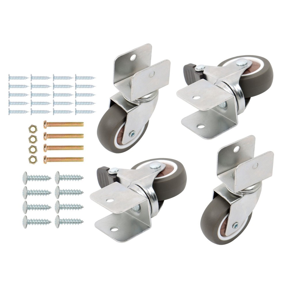 4PCS Heavy Duty U Bracket Shaped 2″ Caster Wheels (2 with brake & 2 without)