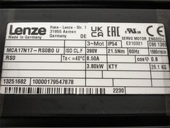 238495 New-No Box; Lenze MCA17N17-RS0B0 Servo Motor; 5.1HP; 390V; 1680 RPM