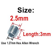 50Pcs M2.5 x 3mm Stainless Steel Set Screws Hex Socket Grub Screws w/ Allen Key
