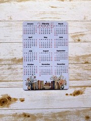 Books Design Calendar Magnet 4″ x 6″ | Start On Any Month | Magnetic Calendar