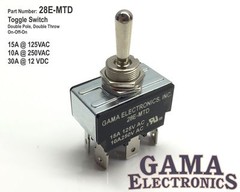 30 Amp Double Pole Double Throw 3 Position On-Off-On Toggle Switch – 28E-MTD