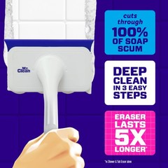 Mr. Clean Magic Eraser Shower & Tub Scrubber, 1 Device + 2 Refills, White