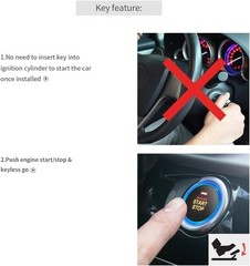 EC004 Smart RFID Push Engine Start Button kit & Keyless Go System Upgrade Key…
