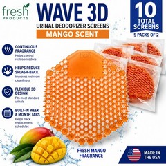 Fresh Products Wave 3D Urinal Deodorizer Screens Mango 10 Pack 3WDS-F-04