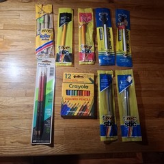 Vintage 1980s Bic Crayola pens color Papermate pencils NOS Lot