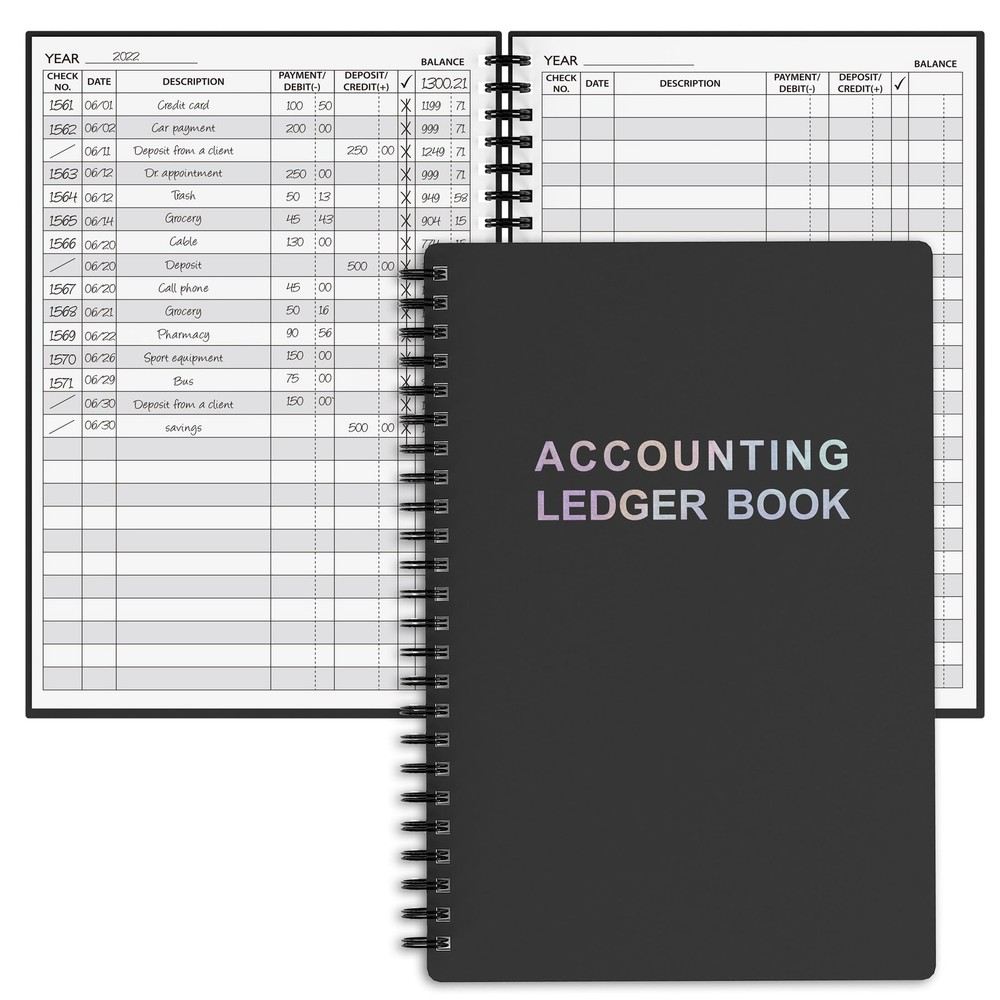 Accounting Ledger Book – A5 Check Register for Small Businesses & Personal Use