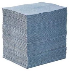 Pig Blu100 Absorbent Mat Pad, Absorbs 24 Gal. Universal, 100 Pk ,Blue