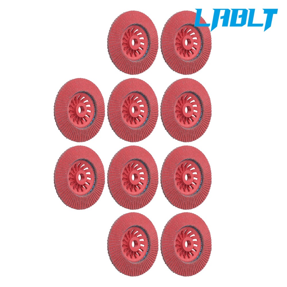 LABLT 10 Pack 4-1/2″ × 7/8″ 80 Grit T29 Ceramic Flap Sanding Disc 13300 RPM