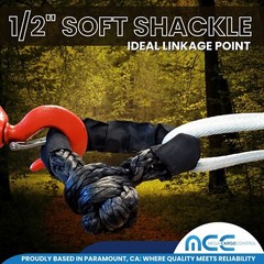 2 PC 1/2” x 22” Synthetic Soft Shackle Tow Rope Recovery Strap 37,400LBS