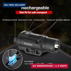 Solofish 1500lm Slidable Pistol Light and Green Beam Combo with Strobe/Momentary