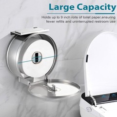 Commercial Jumbo Toilet Paper Dispenser with Shelf, 304 Stainless Steel 9” Roll