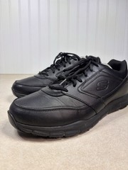 SKECHERS Nampa WIDE SR Work Shoes Relaxed Fit MENS 13 Wide Triple Black 77156W