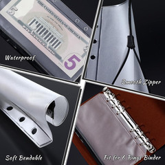 50 Pieces Plastic Envelopes with Zipper Clear Pencil Case Bulk File Bag Bill ..