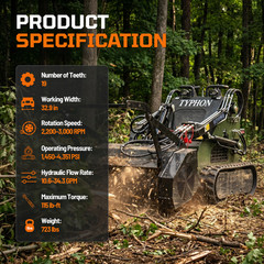 TYPHON SkidSteer Mulcher Attachment Brush Cutter 19 Tooth Forestry Land Clearing