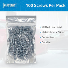 License Plate Screws – Slotted Hex Head – Metric – 6 Millimeter X 16 Millimeter