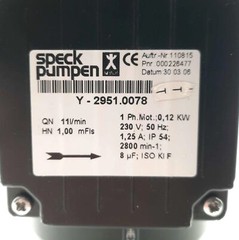 Speck Pumpen Y-2951.0078 Water Pump 11l/min 1-Phase 230VAC for Rofin Starweld 40
