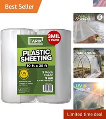 3 Mil Thick Waterproof Plastic Sheeting 10′ x 25′ – Ideal for Gardens, 2 Pack