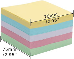 500 Sheets Bright Color Non-Sticky Blank Notes Cube 3X3 Inch 5 Colors Memo Paper