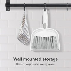 NACENA Small Dust Pan and Brush Set, Mini Broom 1-Pack, Grey White