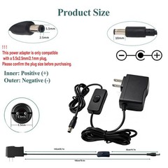12V 1A DC Power Supply with On/Off Switch Adapter AC 100-240V 50-60Hz to DC 1…