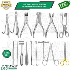 15 Pcs Orthopedic Surgery Veterinary Instruments Kit German Grade Surgical Set