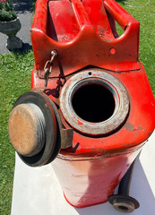 Vtg USMC Military 5 Gallon Metal Gas Can Red Jerry Can w/Flexible Cap Spout (B)