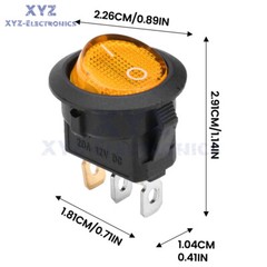 20PCS 3-Pin Rocker Switch Toggle DC12V Led Light Car Auto Boat Round ON/OFF 8A