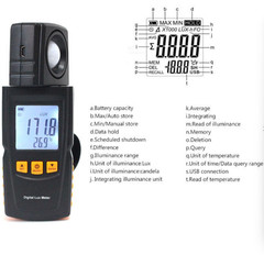 GM1020 LCD Display Handheld Digital Lux Light Meter Photometer up to 200,000 Lux