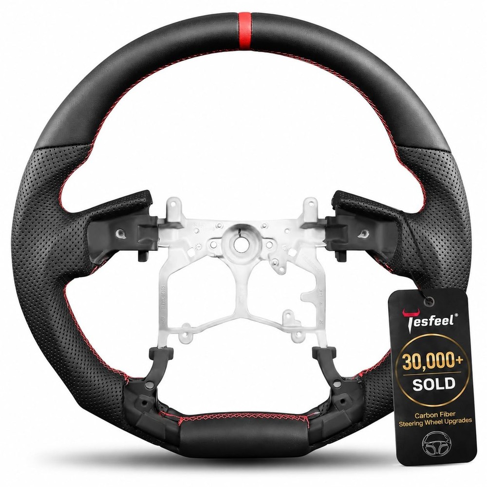 Full Leather Steering Wheel Frame compatible with Toyota Tacoma (2012-2023), …