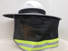 Black Hard Hat Sun Shade Visor Full Brim Mesh Neck REFLECTIVE STRIPE (NEW DESIGN