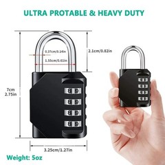 Heavy Duty 4 Digit Combination Lock Resettable Waterproof Padlock