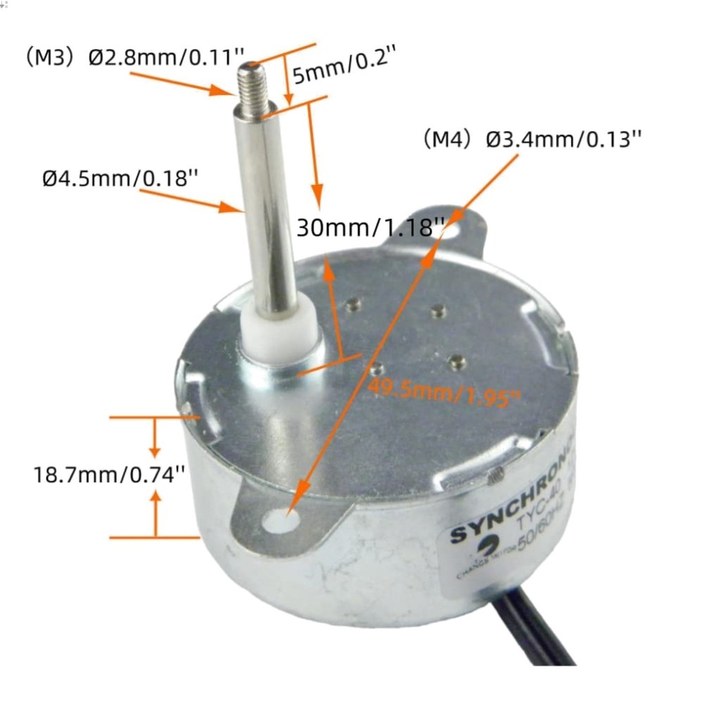 AC 12V Fiber Optic Color Wheel Motor CW/CCW 35mm Shaft Synchronous Motor Elec…