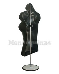 Flesh & Black Mannequin Female Torso Dress Forms Set w/2 Metal STANDS +2 Hangers