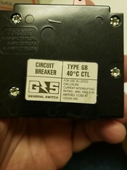 (1) General Switch GH2020H type GB 2 single Pole 20 Amp Circuit breaker Twin