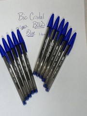 BLUE Bic Cristal Ballpoint PensLot of 11 NEW 1.6mm Xtra Bold Smooth Writing