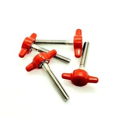 10-24 Thumb Screw T Bolts Red Butterfly Clamping Tee Wing Plastic Knob #10 SS