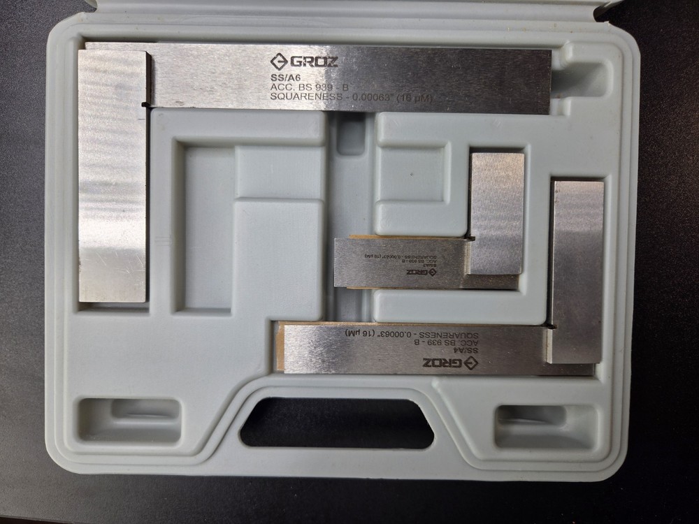 Groz Precision Machinist Square Set SS4 SS A6 Hardened Steel w/ Case NICE #620