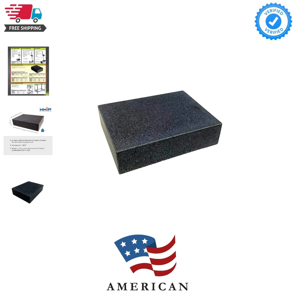 6″ X 8″ X 2″ Granite Surface Plate, Grade B, 0 Ledge