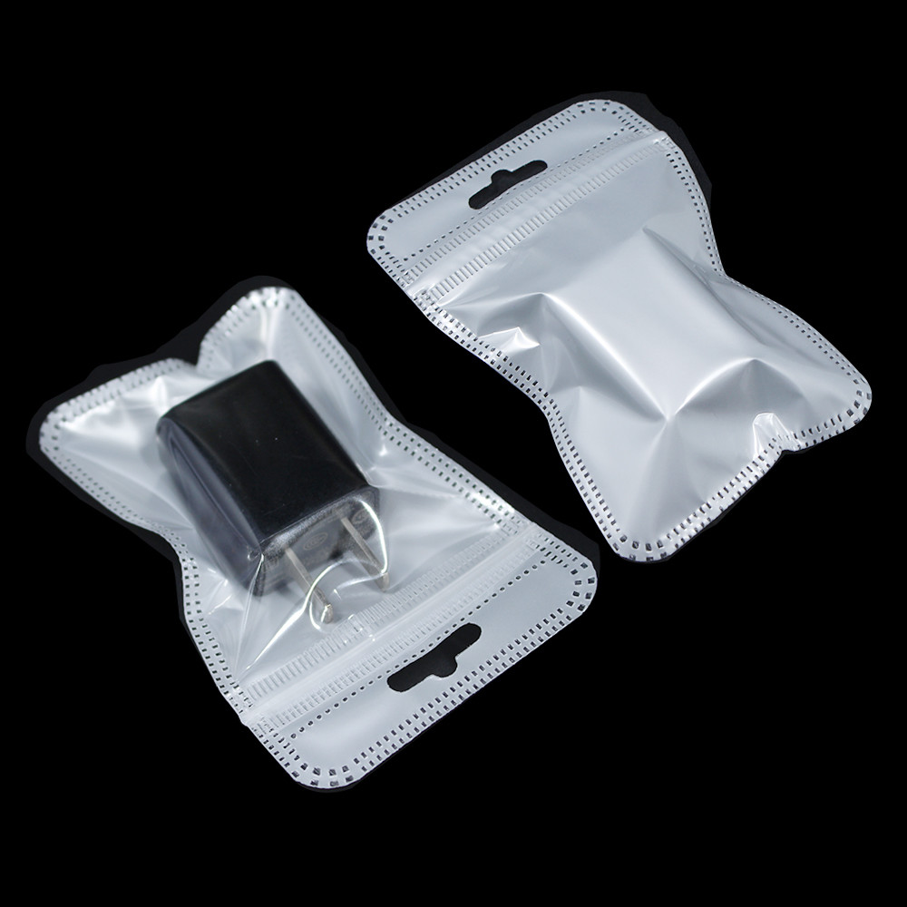 White Clear Plastic Package for Zip Retail Bags Lock Reclosable Hang Hole Pouch