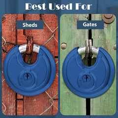 16 Pack Padlocks Keyed Alike, Stainless Steel 2-3/4 Wide, 3/8 Shackle Disc Locks