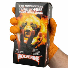 Wolverine Orange Nitrile Gloves, 8 Mil, Raised Diamond Texture 1000 Pcs X-Large